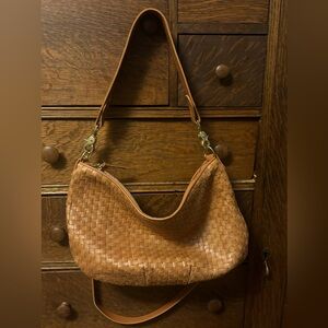 Clare V Moyen Messenger Natural Woven Checker